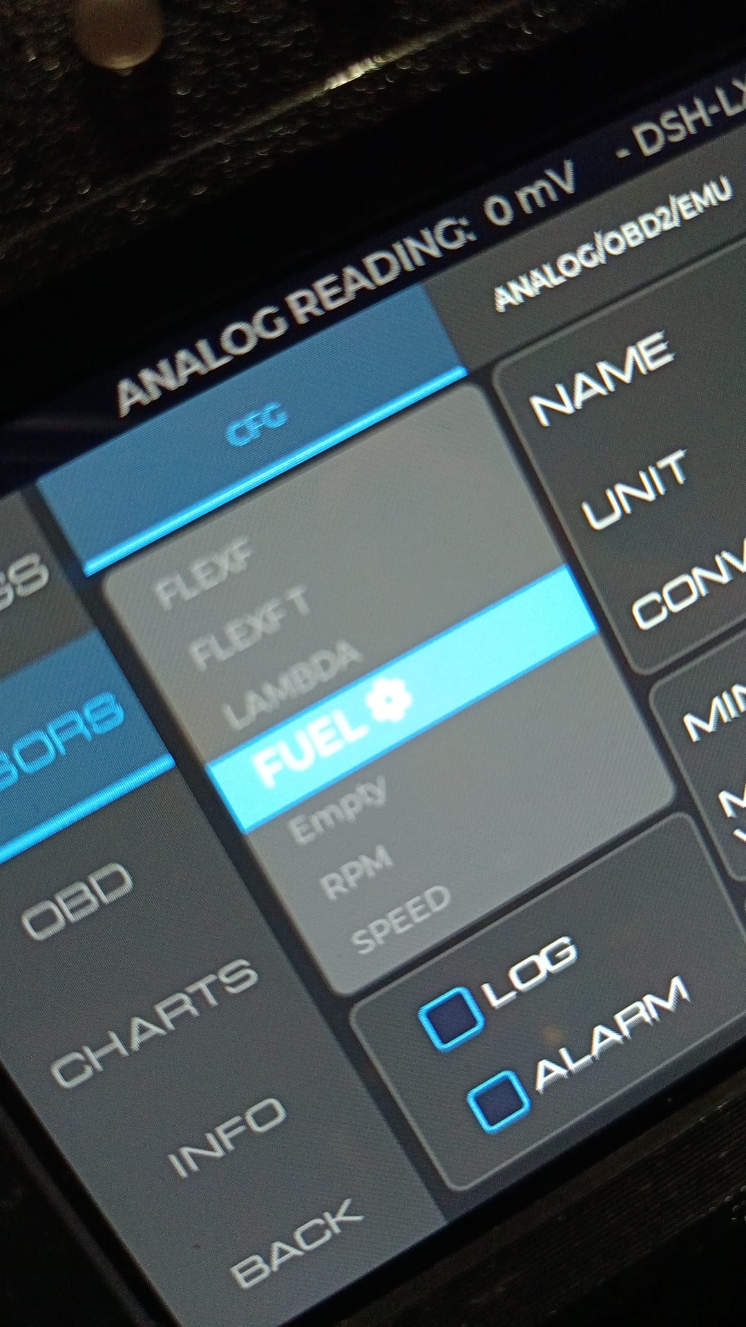 DSH-LX display acceso