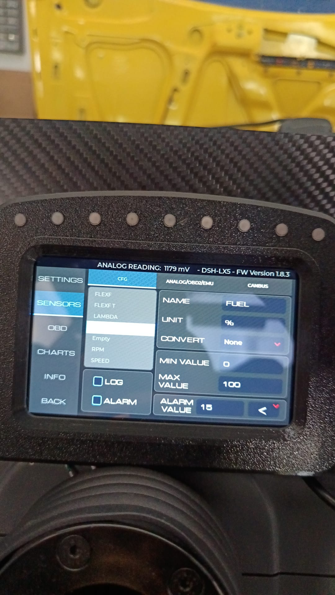DSH-LX display acceso